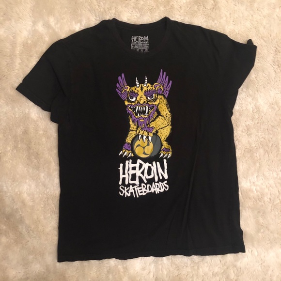 Heroin Skate Boards Black Tee - Picture 1 of 3